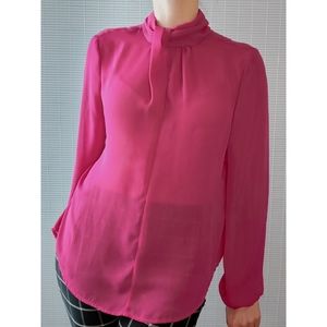 WORTHINGTON Poet Sleeve Sheer Pink Flowy Blouse Large